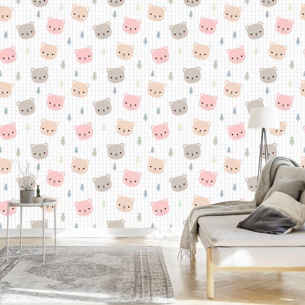 Behang Teddyberen Met Een Plaid Op De Achtergrond - Afbeelding 3