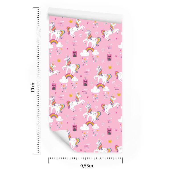 Behang Meisjeskamer Eenhoorns Wolken - Afbeelding 8