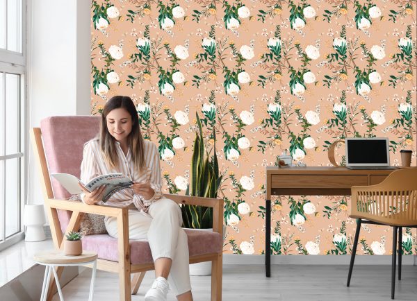 Behang Kleurrijke Bloemen In Vintage Stijl - Afbeelding 7