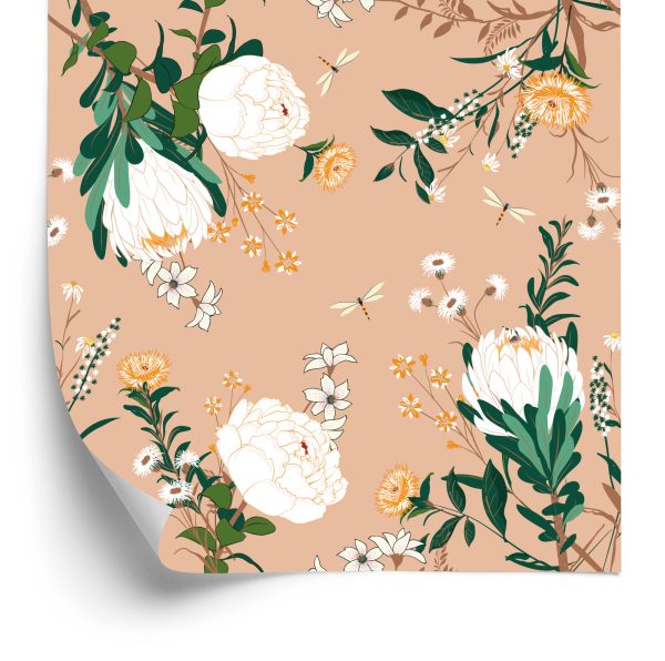 Behang Kleurrijke Bloemen In Vintage Stijl