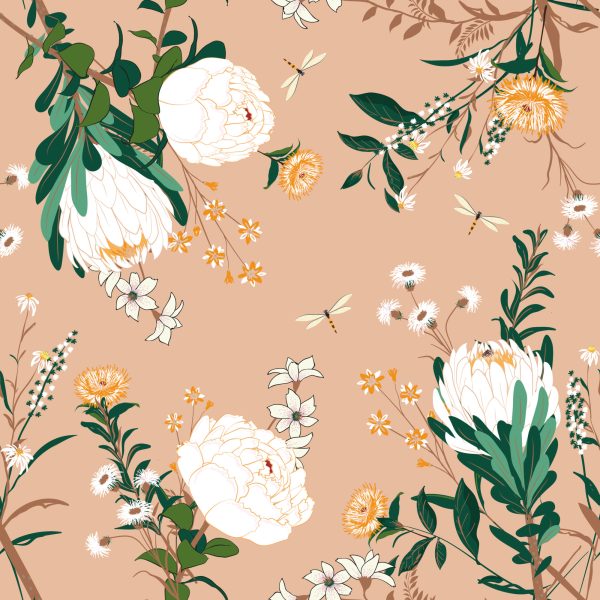 Behang Kleurrijke Bloemen In Vintage Stijl - Afbeelding 2