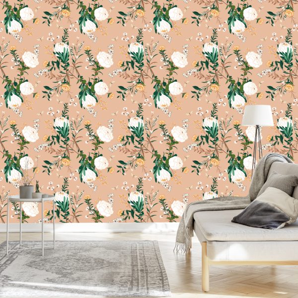 Behang Kleurrijke Bloemen In Vintage Stijl - Afbeelding 3