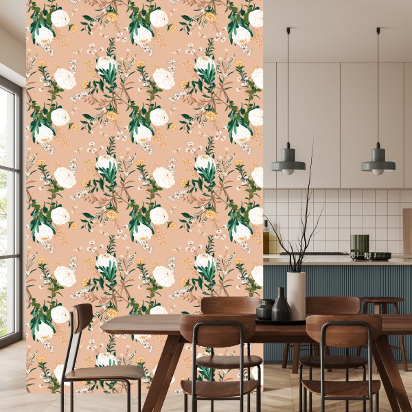 Behang Kleurrijke Bloemen In Vintage Stijl - Afbeelding 4