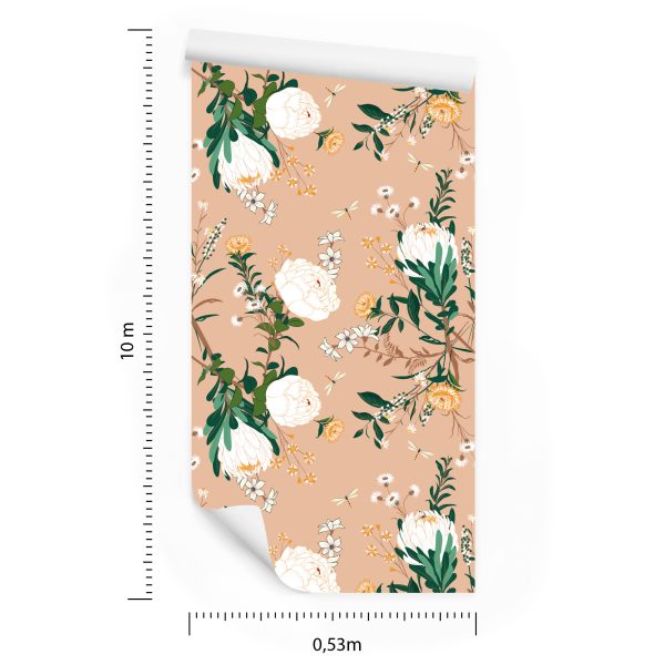 Behang Kleurrijke Bloemen In Vintage Stijl - Afbeelding 8