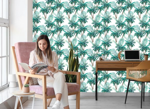 Behang Natuur Palmboom Bladeren Woonkamer Slaapkamer - Afbeelding 7