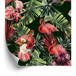Behang Flamingo's, Rozen, Bloemen, Groen Voor De Slaapkamer