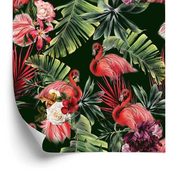 Behang Flamingo's, Rozen, Bloemen, Groen Voor De Slaapkamer