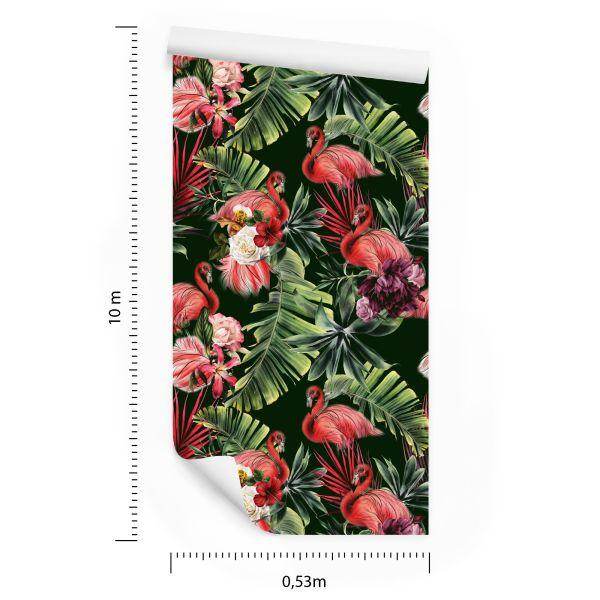 Behang Flamingo's, Rozen, Bloemen, Groen Voor De Slaapkamer - Afbeelding 8