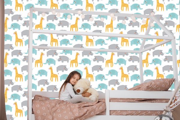 Behang Voor Jongens Pastelkleurige Safaridieren - Afbeelding 7