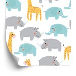 Behang Voor Jongens Pastelkleurige Safaridieren
