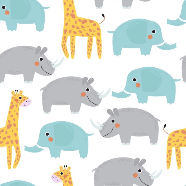Behang Voor Jongens Pastelkleurige Safaridieren - Afbeelding 2