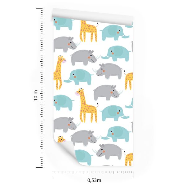 Behang Voor Jongens Pastelkleurige Safaridieren - Afbeelding 8