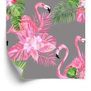Behang Flamingo's, Vogels, Groene Bladeren