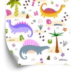 Behang Kleurrijke Palmdinosaurussen Voor Babykamer