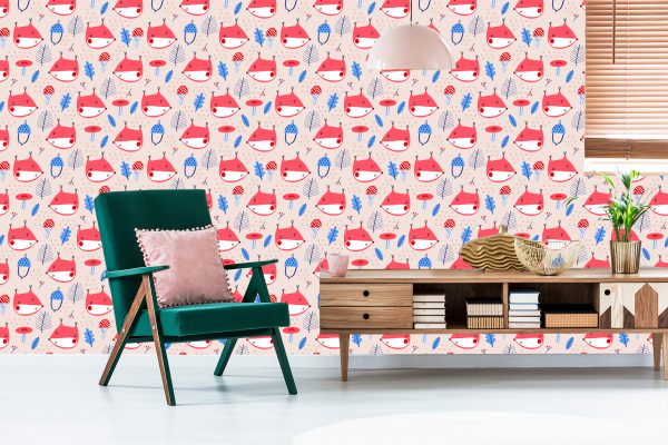 Behang Voor Kinderen, Vossenbladeren.scandinavische Stijl - Afbeelding 6