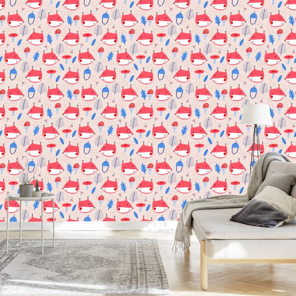Behang Voor Kinderen, Vossenbladeren.scandinavische Stijl - Afbeelding 3
