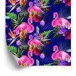 Behang Voor Woonkamervogels, Flamingo's, Bloemen, Planten