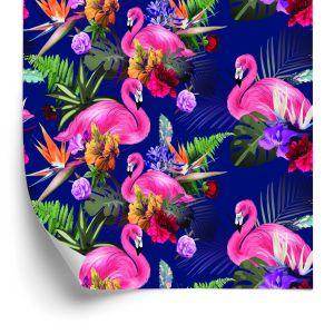 Behang Voor Woonkamervogels, Flamingo's, Bloemen, Planten