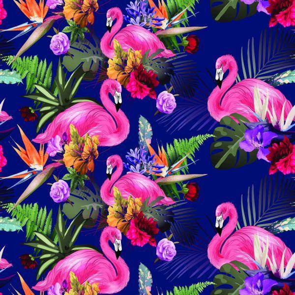 Behang Voor Woonkamervogels, Flamingo's, Bloemen, Planten - Afbeelding 2
