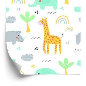 Behang Voor Meisje, Dieren, Palm, Regenboog