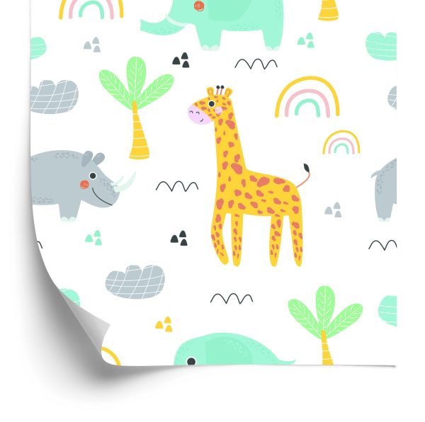 Behang Voor Meisje, Dieren, Palm, Regenboog
