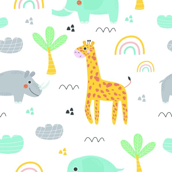 Behang Voor Meisje, Dieren, Palm, Regenboog - Afbeelding 2