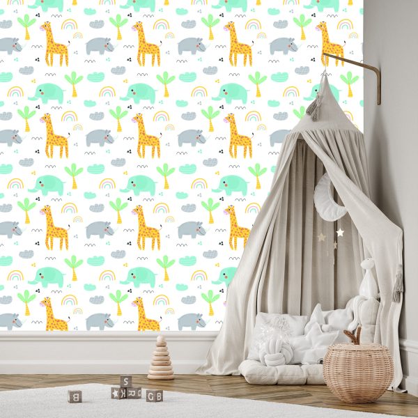 Behang Voor Meisje, Dieren, Palm, Regenboog - Afbeelding 3