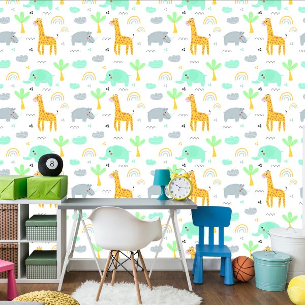 Behang Voor Meisje, Dieren, Palm, Regenboog - Afbeelding 4