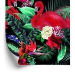 Behang Flamingo's Bloemen Bladeren Slaapkamer