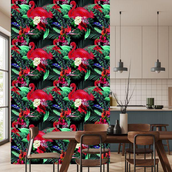Behang Flamingo's Bloemen Bladeren Slaapkamer - Afbeelding 4
