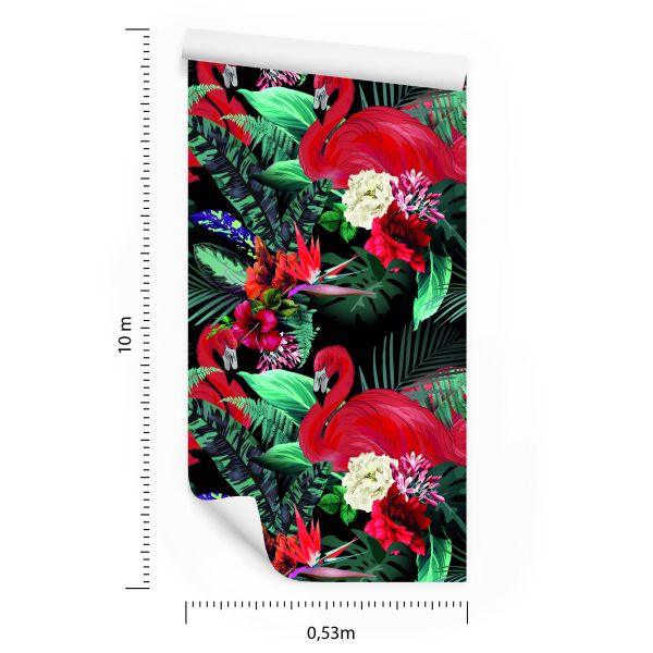 Behang Flamingo's Bloemen Bladeren Slaapkamer - Afbeelding 8