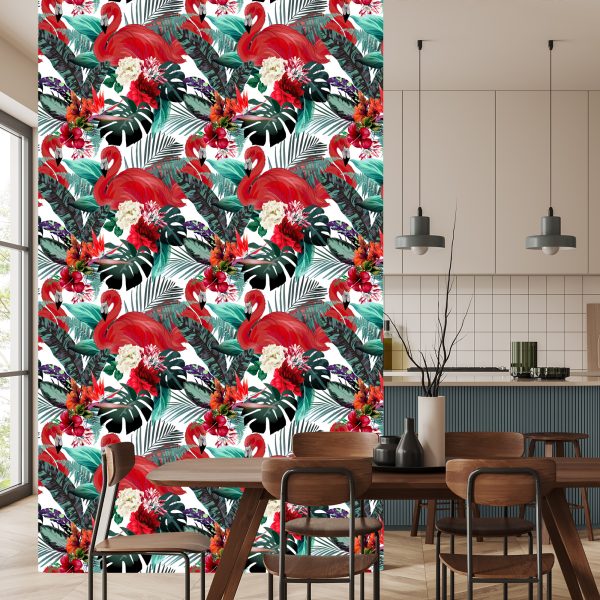 Behang Bloemen, Planten, Flamingo's - Afbeelding 4