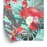 Behang Flamingo's Natuur Bloemen Voor Woonkamer