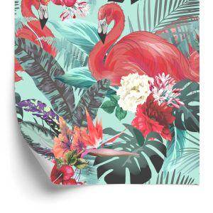 Behang Flamingo's Natuur Bloemen Voor Woonkamer