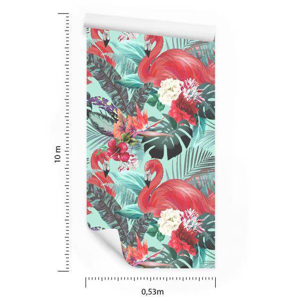 Behang Flamingo's Natuur Bloemen Voor Woonkamer - Afbeelding 8