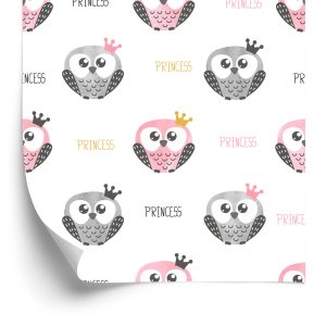 Behang Pastelkleurige Uilen