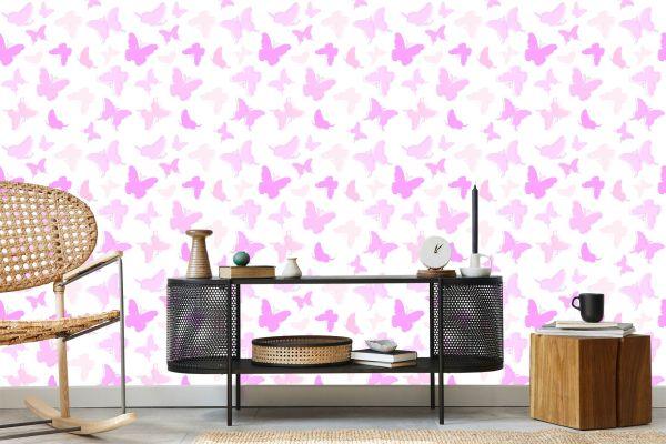 Behang Voor Kinderen - Roze Vlinders - Afbeelding 5