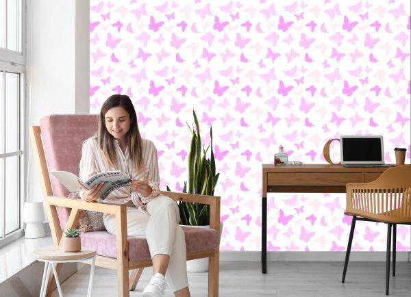 Behang Voor Kinderen - Roze Vlinders - Afbeelding 7