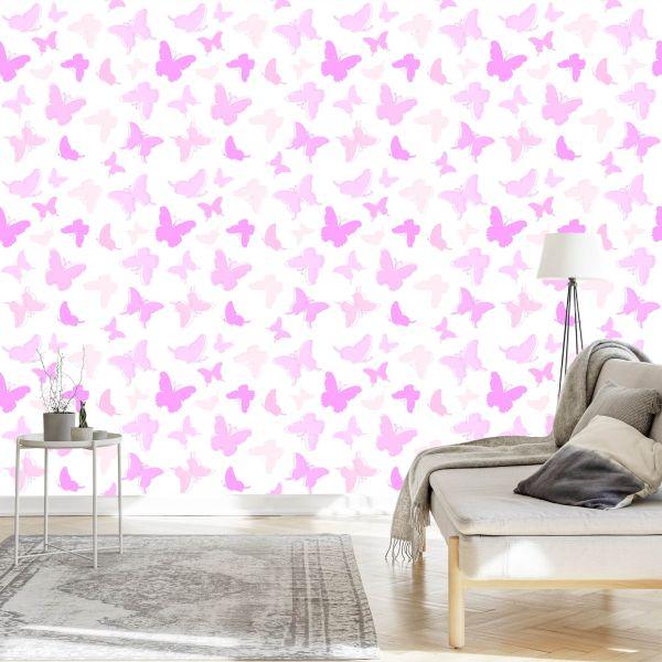 Behang Voor Kinderen - Roze Vlinders - Afbeelding 3