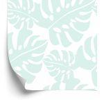 Behang Tropische Bladeren In Pastelgroen