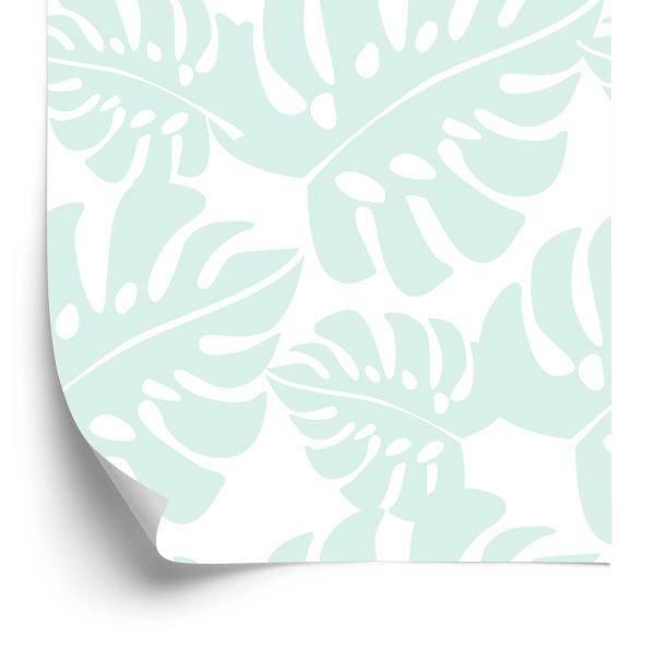 Behang Tropische Bladeren In Pastelgroen