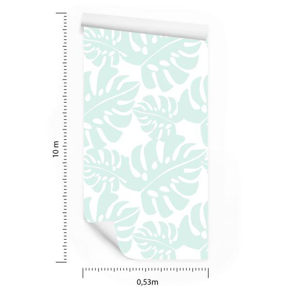 Behang Tropische Bladeren In Pastelgroen - Afbeelding 8