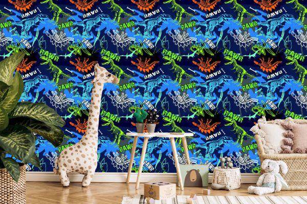 Behang Dinosaurussen Dieren Kinderkamer - Afbeelding 5