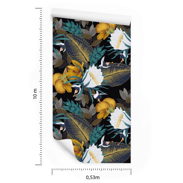 Behang Exotische Bladeren En Bloemen - Afbeelding 8
