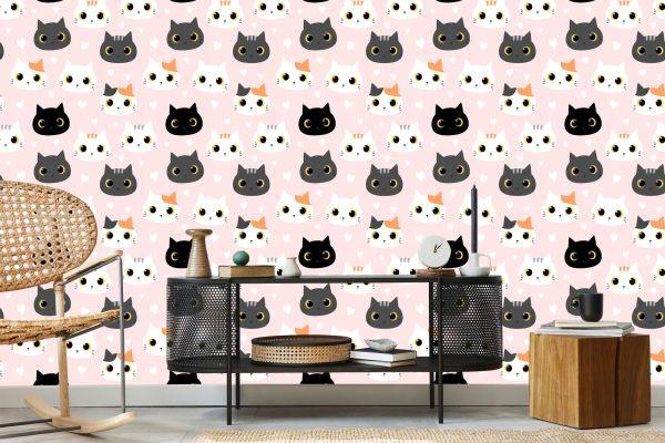 Behang Voor Kinderen - Kittens En Harten - Afbeelding 5