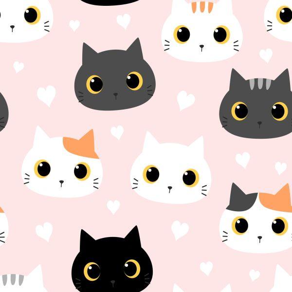 Behang Voor Kinderen - Kittens En Harten - Afbeelding 2