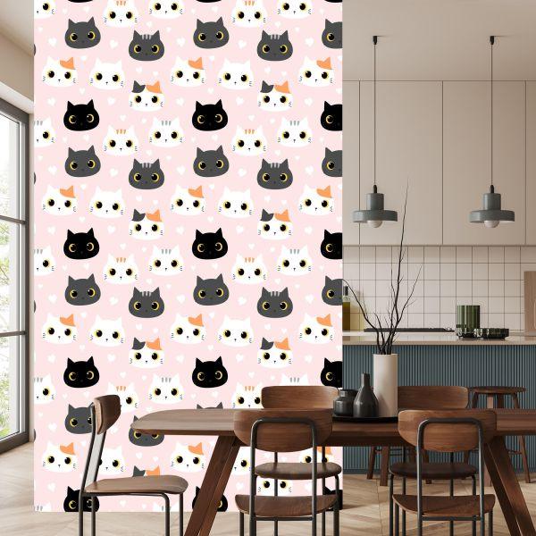 Behang Voor Kinderen - Kittens En Harten - Afbeelding 4