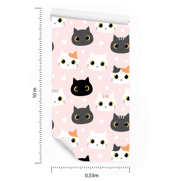 Behang Voor Kinderen - Kittens En Harten - Afbeelding 8