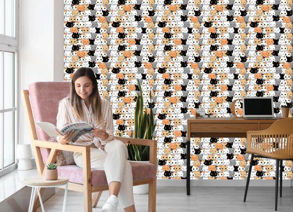Behang Voor Kinderen - Kleine Kleurrijke Katten - Afbeelding 7