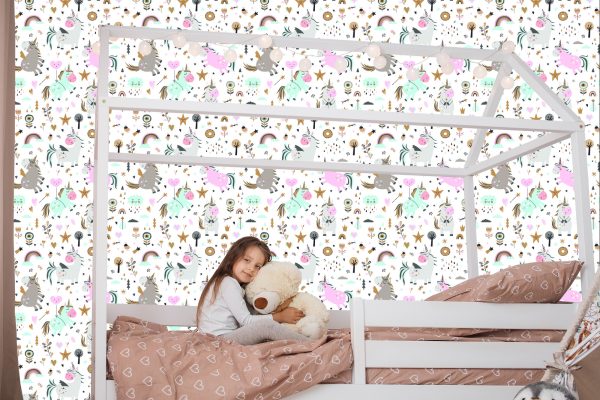 Behang Voor Kinderen - Kleurrijke Eenhoorns - Afbeelding 7